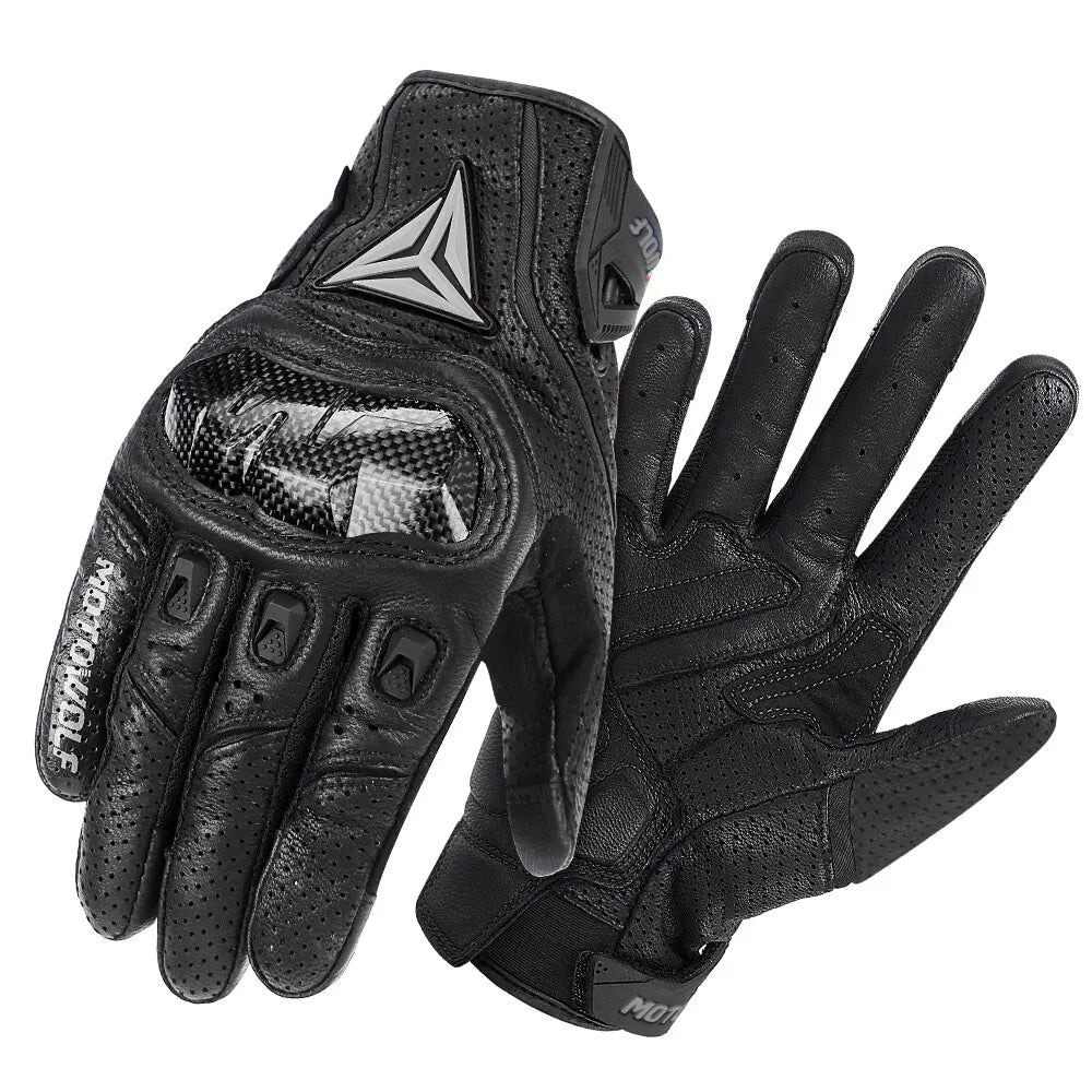 Motorcycle Racing Gloves Men Leather Gloves Summer Breathable Motorbike Guantes Moto Motocross Cycling Gloves Protective - Slobuy