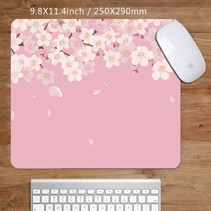 Mouse Pad Women Pink Flower Mousepad Large Desk Mat XXL Home Desk Accessories Cute Kawaii High Quality Rubber Anti-slip Bottom - Slobuy