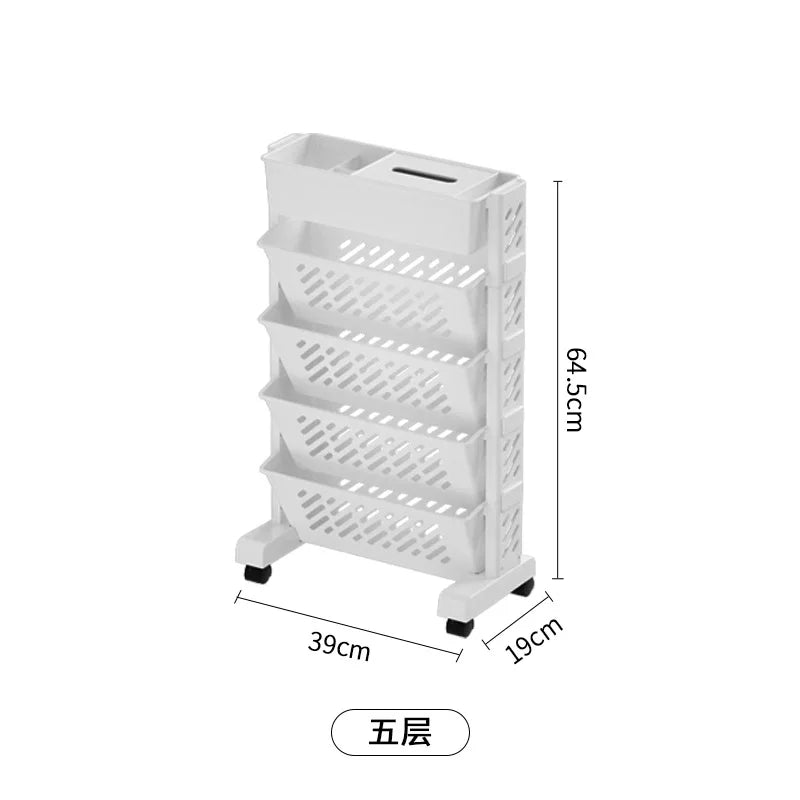 Movable Multi-layer Bookshelf Office Books Document Data Magazine Storage Rack Household Kitchen Cart Rack Clutter Organizer - Slobuy