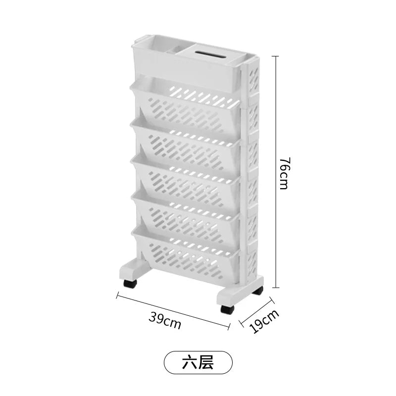 Movable Multi-layer Bookshelf Office Books Document Data Magazine Storage Rack Household Kitchen Cart Rack Clutter Organizer - Slobuy