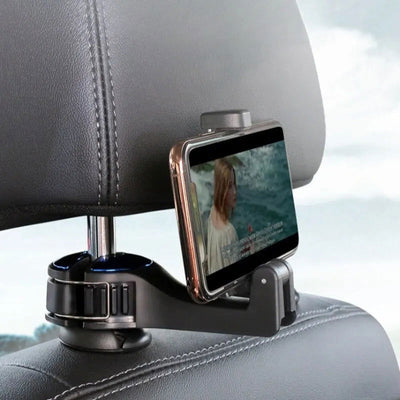 Multi-functional 2 In 1 Car Hook Hidden Multifunctional Rear Headrest Hook Car Rear Phone Holder Lock Type Mobile Phone Holder - Slobuy