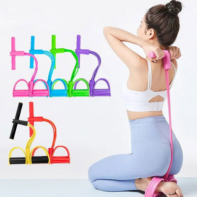 Multi Function Tension Rope Bands for Fitness Exercises Elastics Tape Home Resistance Bands 4 Tube Elastic Pedal Puller - Slobuy