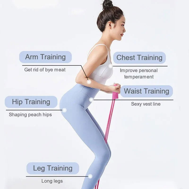 Multi Function Tension Rope Bands for Fitness Exercises Elastics Tape Home Resistance Bands 4 Tube Elastic Pedal Puller - Slobuy