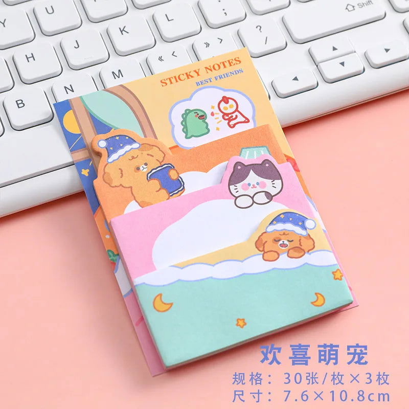 Multicolor Memo Pad 3 Size Adhesive Notepad Decal Scrapbooking DIY Diary Sticky Note Office School Supplies Kawaii Stationery - Slobuy
