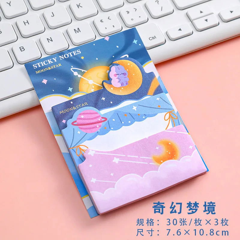 Multicolor Memo Pad 3 Size Adhesive Notepad Decal Scrapbooking DIY Diary Sticky Note Office School Supplies Kawaii Stationery - Slobuy