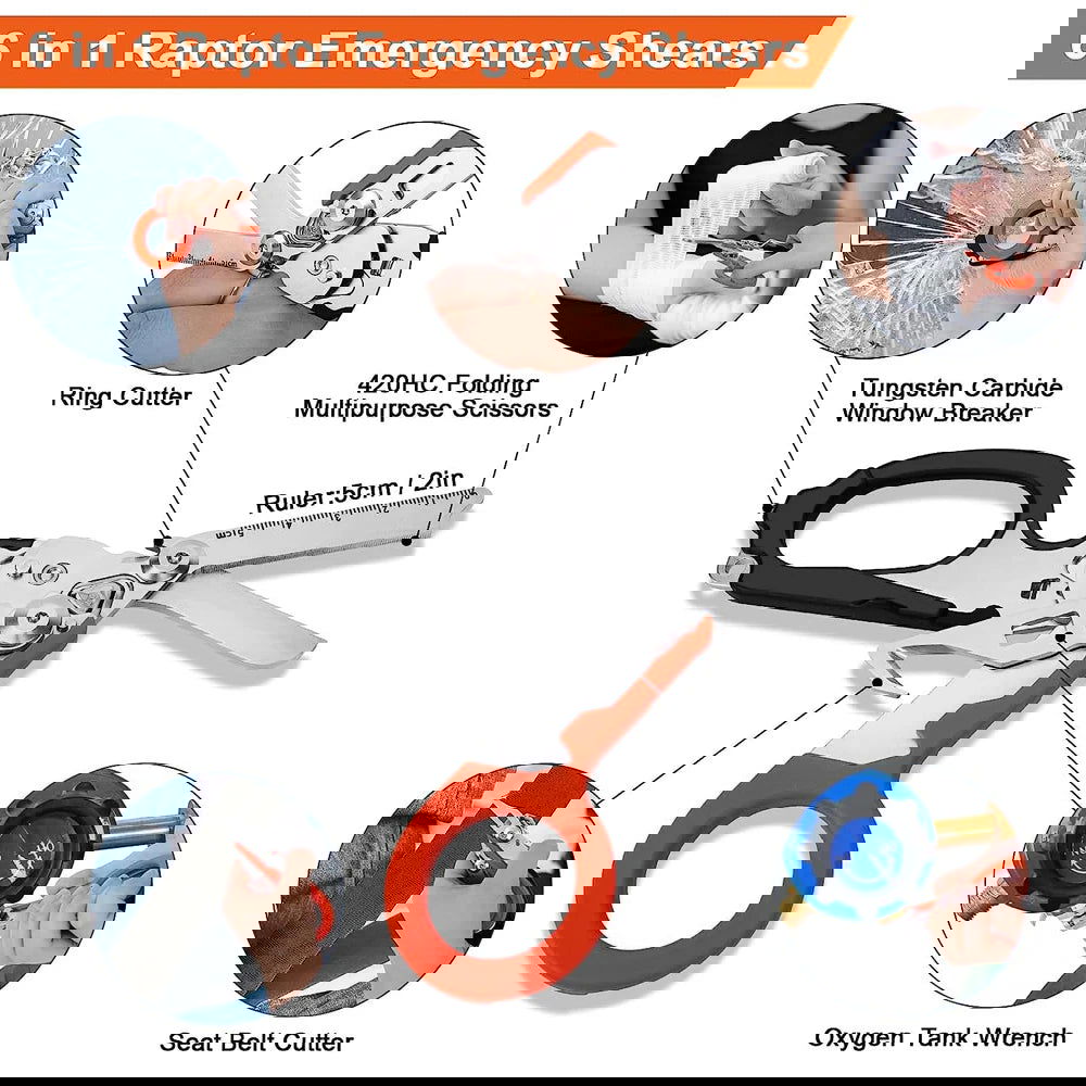 Multifunction Scissors Raptors First Aid Expert Tactical Stainless Steel Folding Scissors Outdoor Tool Combination Gadget - Slobuy