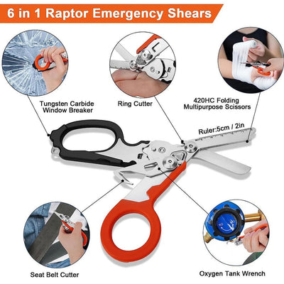 Multifunction Scissors Raptors First Aid Expert Tactical Stainless Steel Folding Scissors Outdoor Tool Combination Gadget - Slobuy