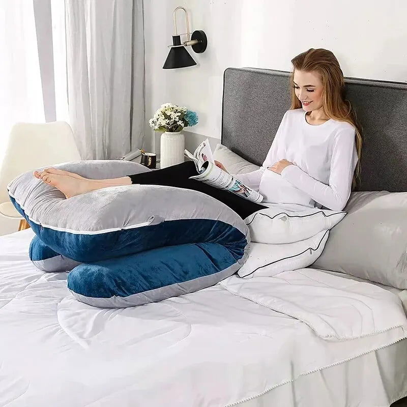 Multifunctional Pregnant Women's Pillow Side Lying Pillow Pure Cotton Detachable and Washable U-shaped Napping Pillow Cushion - Slobuy
