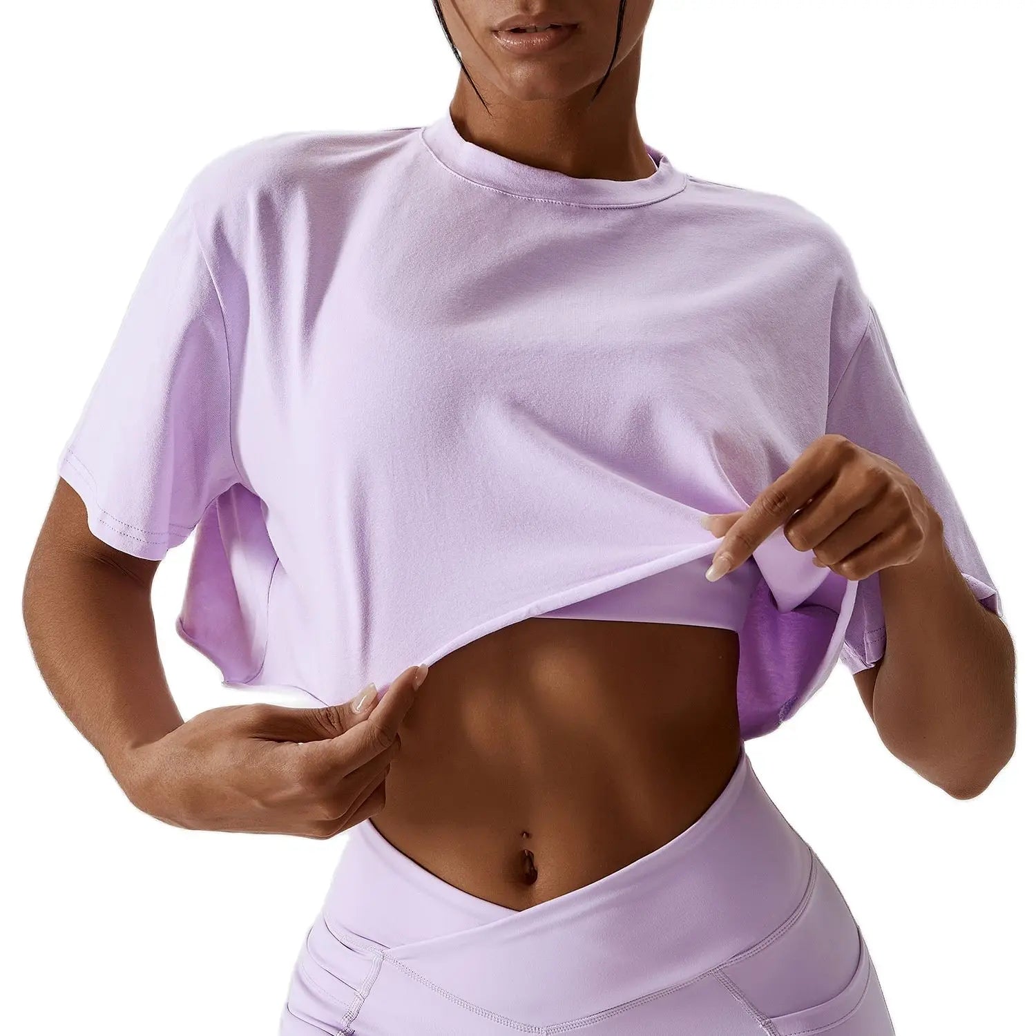 NCLAGEN Casual T-shirt Cotton Women Short Sleeve Dance Sports Running Clothes Yoga Fitness Crop Top Loose Gym Workout Shirts - Slobuy