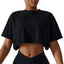 NCLAGEN Casual T-shirt Cotton Women Short Sleeve Dance Sports Running Clothes Yoga Fitness Crop Top Loose Gym Workout Shirts - Slobuy