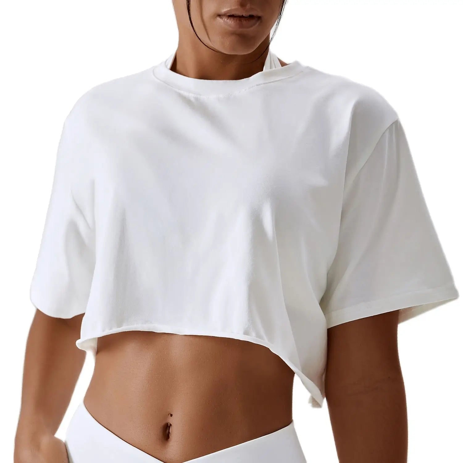 NCLAGEN Casual T-shirt Cotton Women Short Sleeve Dance Sports Running Clothes Yoga Fitness Crop Top Loose Gym Workout Shirts - Slobuy