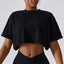 NCLAGEN Casual T-shirt Cotton Women Short Sleeve Dance Sports Running Clothes Yoga Fitness Crop Top Loose Gym Workout Shirts - Slobuy