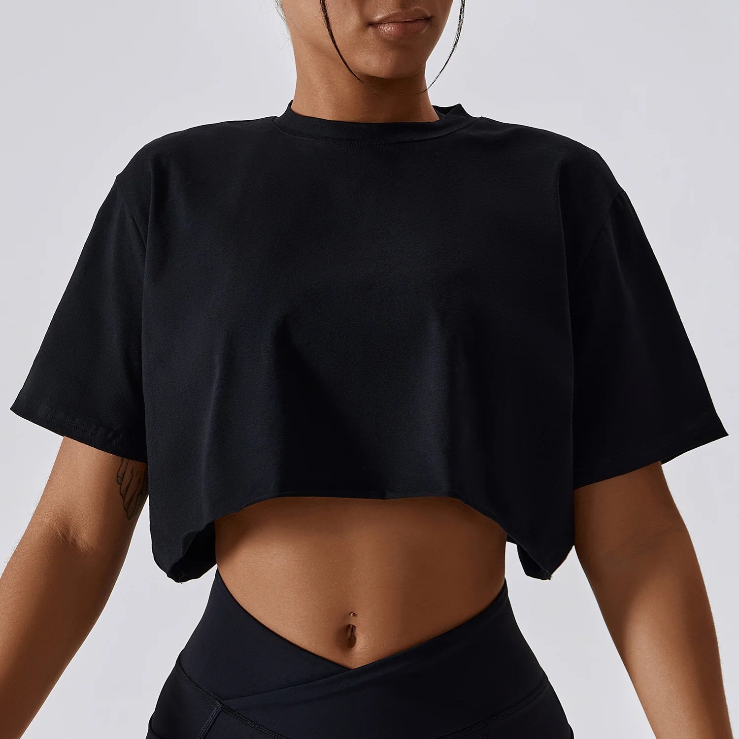 NCLAGEN Casual T-shirt Cotton Women Short Sleeve Dance Sports Running Clothes Yoga Fitness Crop Top Loose Gym Workout Shirts - Slobuy