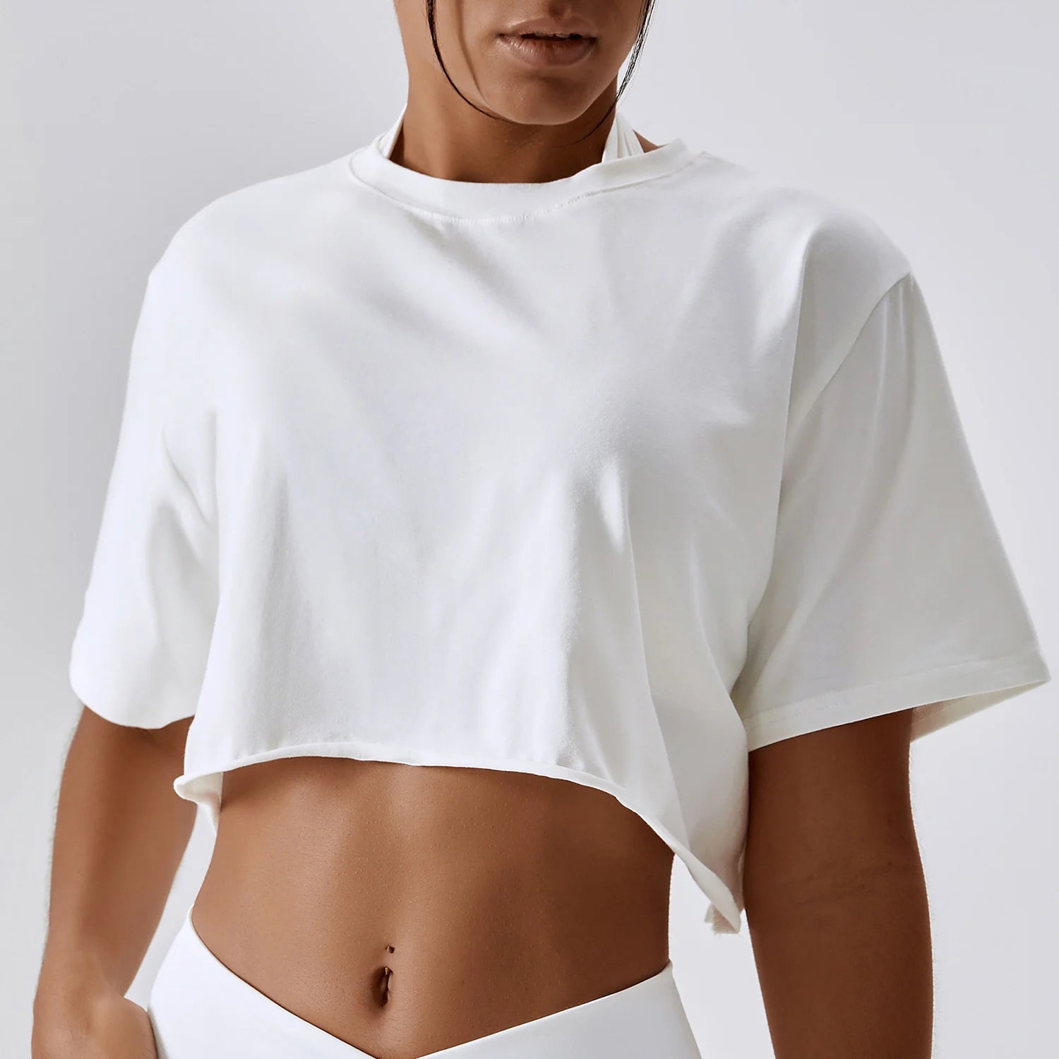 NCLAGEN Casual T-shirt Cotton Women Short Sleeve Dance Sports Running Clothes Yoga Fitness Crop Top Loose Gym Workout Shirts - Slobuy
