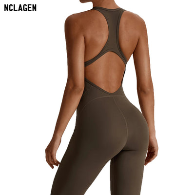 NCLAGEN GYM Romper Backless Set Fitness Bodysuit Siamese Sportswear Women Jumpsuit Buttery-Soft One-piece Playsuit Yoga Suit - Slobuy