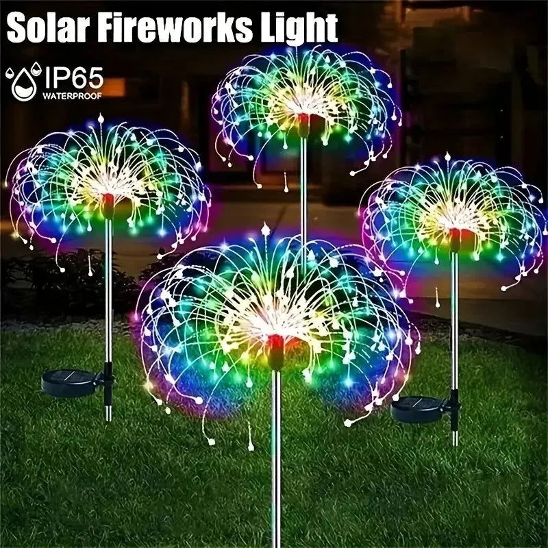NEW 200LEDs Solar Fireworks Lights Outdoor Waterproof Solar Garden Lights 8 Lighting Modes With Remote Control Decorations Light - Slobuy