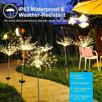 NEW 200LEDs Solar Fireworks Lights Outdoor Waterproof Solar Garden Lights 8 Lighting Modes With Remote Control Decorations Light - Slobuy