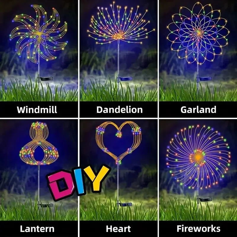 NEW 200LEDs Solar Fireworks Lights Outdoor Waterproof Solar Garden Lights 8 Lighting Modes With Remote Control Decorations Light - Slobuy