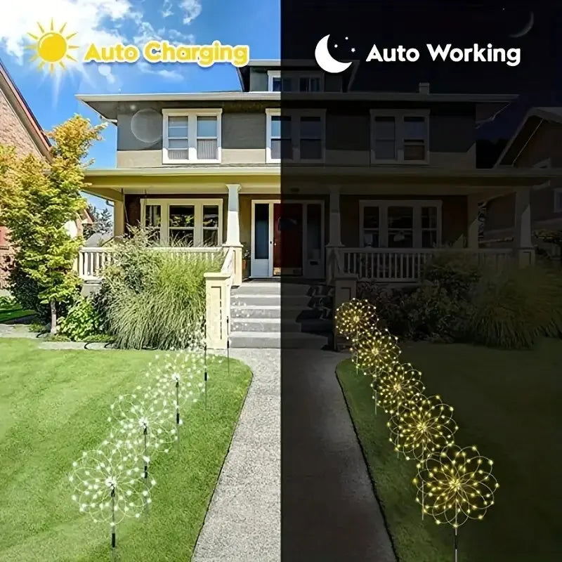 NEW 200LEDs Solar Fireworks Lights Outdoor Waterproof Solar Garden Lights 8 Lighting Modes With Remote Control Decorations Light - Slobuy