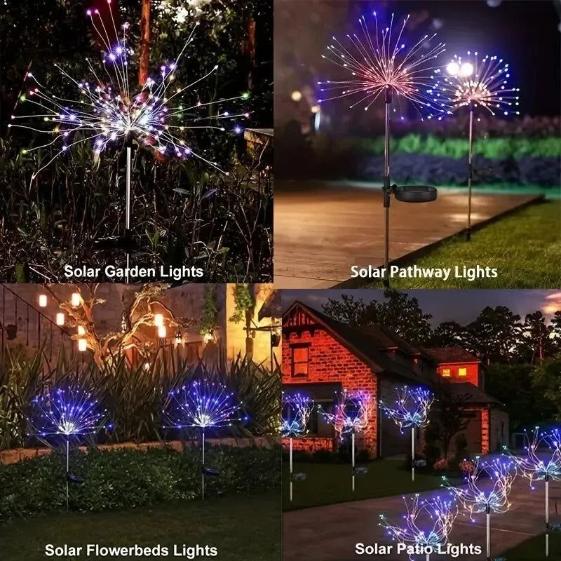 NEW 200LEDs Solar Fireworks Lights Outdoor Waterproof Solar Garden Lights 8 Lighting Modes With Remote Control Decorations Light - Slobuy