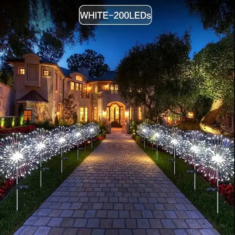 NEW 200LEDs Solar Fireworks Lights Outdoor Waterproof Solar Garden Lights 8 Lighting Modes With Remote Control Decorations Light - Slobuy