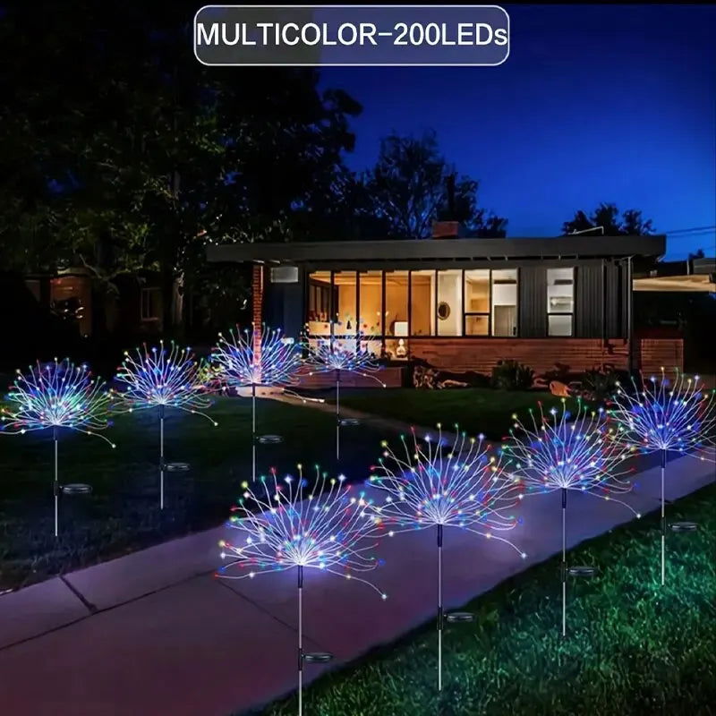 NEW 200LEDs Solar Fireworks Lights Outdoor Waterproof Solar Garden Lights 8 Lighting Modes With Remote Control Decorations Light - Slobuy
