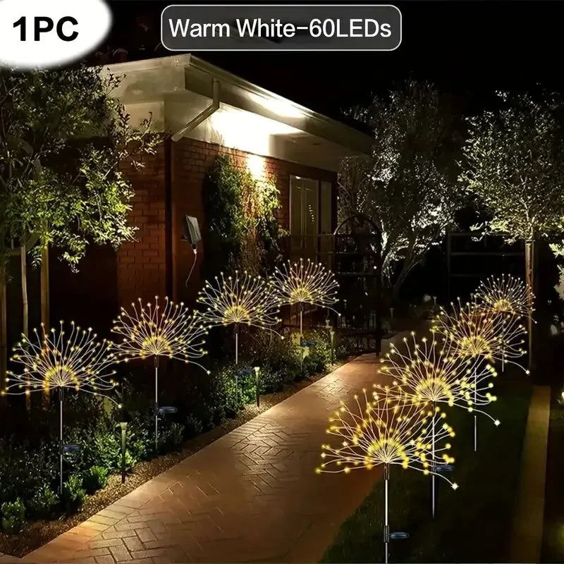 NEW 200LEDs Solar Fireworks Lights Outdoor Waterproof Solar Garden Lights 8 Lighting Modes With Remote Control Decorations Light - Slobuy