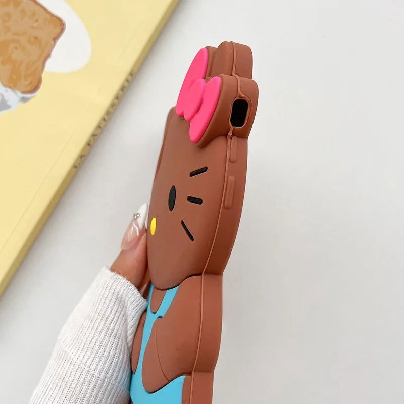 NEW Sanrio Hello Kitty Cartoon 3D Bow Phone Case For iPhone 15 14 13 Pro Max 11 12 13 Pro XR XS MAX Y2K Anti Fall Silicone Case - Slobuy
