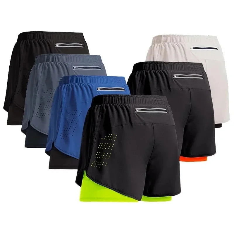 NEW Sport Shorts Men Sportswear 2 In 1 Short Pants Double-deck Beach Bottoms Summer Gym Fitness Training Jogging Running Shorts - Slobuy