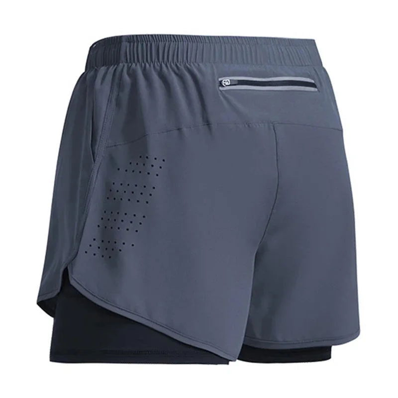 NEW Sport Shorts Men Sportswear 2 In 1 Short Pants Double-deck Beach Bottoms Summer Gym Fitness Training Jogging Running Shorts - Slobuy