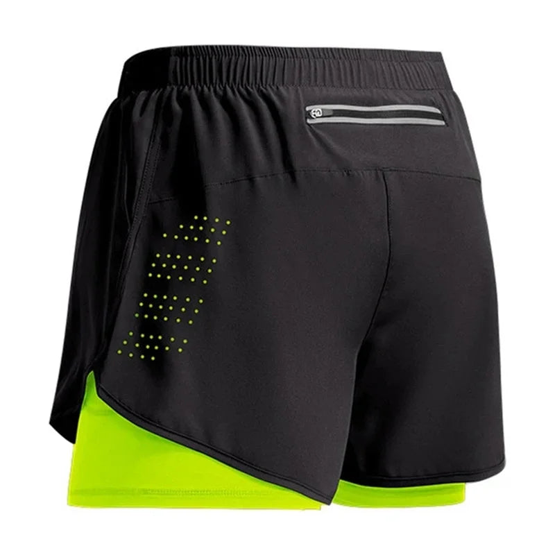 NEW Sport Shorts Men Sportswear 2 In 1 Short Pants Double-deck Beach Bottoms Summer Gym Fitness Training Jogging Running Shorts - Slobuy