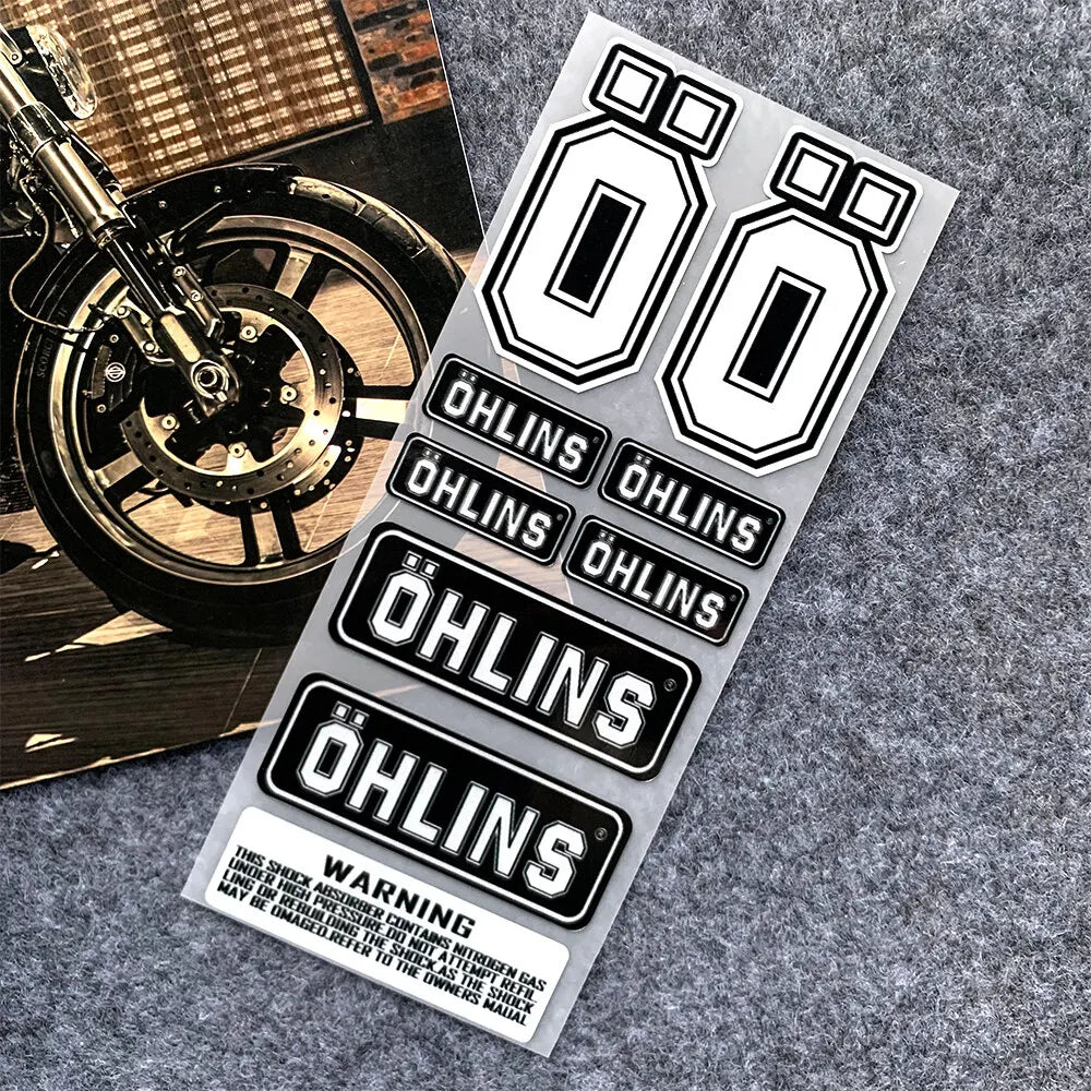NO.L093 OHLINS Moto Sticker Accessory 3M Highly Reflective Suspension Modification decoration Motorcycle Waterproof Decal - Slobuy