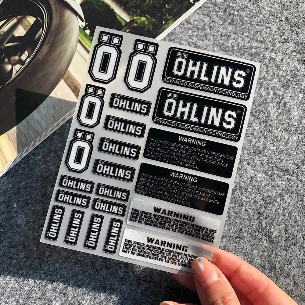 NO.L093 OHLINS Moto Sticker Accessory 3M Highly Reflective Suspension Modification decoration Motorcycle Waterproof Decal - Slobuy