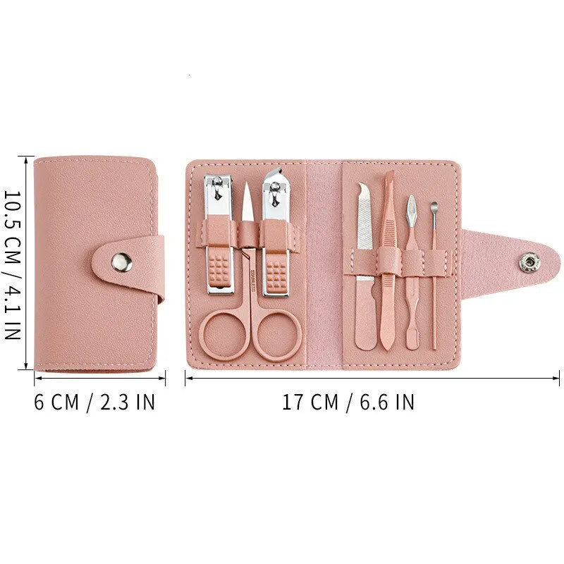 Nail Care 7pcs Cutter Scissor Tweezer Clipper Manicure Pedicure Kit Set With Colorful PU Leather Case - Slobuy