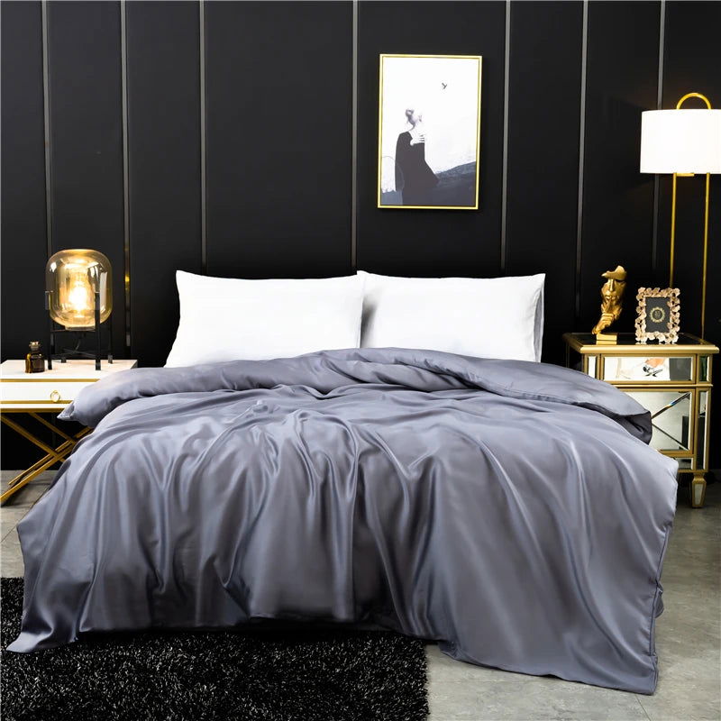 Natural Mulberry Silk Duvet Cover Solid Color Quilt Cover Single Double King Size Comforter Cover - Slobuy