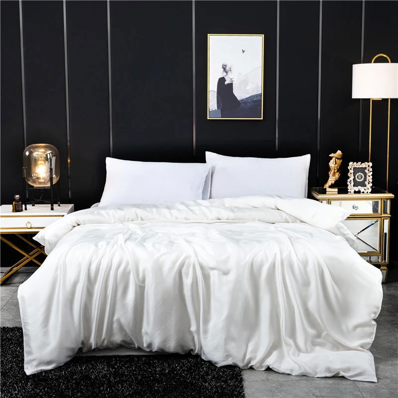 Natural Mulberry Silk Duvet Cover Solid Color Quilt Cover Single Double King Size Comforter Cover - Slobuy