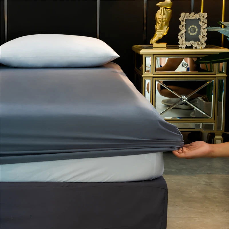 Natural Mulberry Silk Fitted Sheet Four Corners With An Elastic Band Mattress Cover Solid Color Bed Sheet Fit Sheet - Slobuy