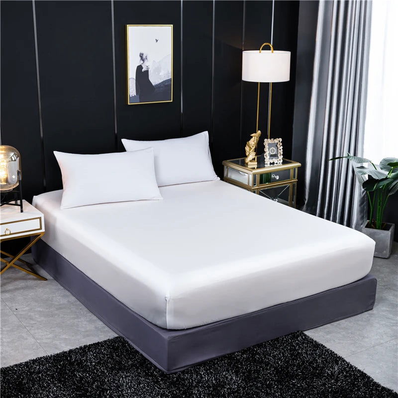 Natural Mulberry Silk Fitted Sheet Four Corners With An Elastic Band Mattress Cover Solid Color Bed Sheet Fit Sheet - Slobuy