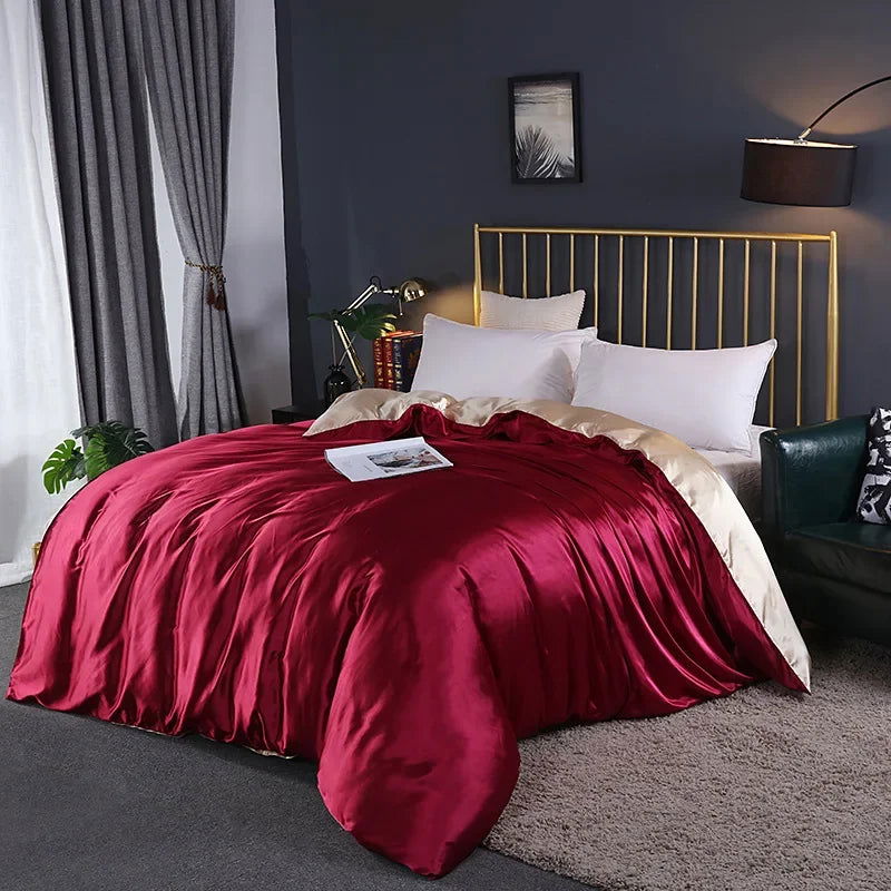 Natural Mulberry Silky Blending Duvet Cover Queen Soft Smooth Quilt Cover Luxury Satin Home King Size Blanket Comforter Covers - Slobuy