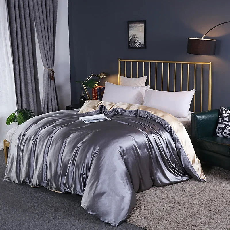 Natural Mulberry Silky Blending Duvet Cover Queen Soft Smooth Quilt Cover Luxury Satin Home King Size Blanket Comforter Covers - Slobuy