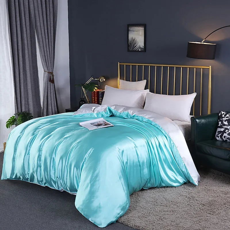Natural Mulberry Silky Blending Duvet Cover Queen Soft Smooth Quilt Cover Luxury Satin Home King Size Blanket Comforter Covers - Slobuy