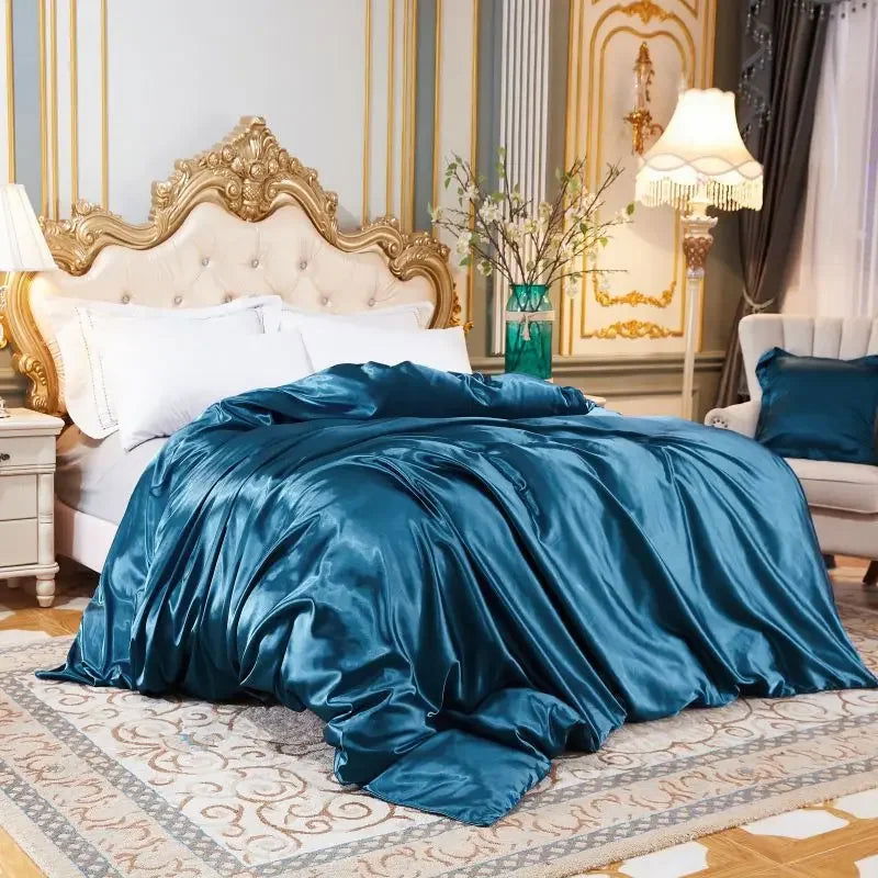 Natural Mulberry Silky Blending Duvet Cover Queen Soft Smooth Quilt Cover Luxury Satin Home King Size Blanket Comforter Covers - Slobuy