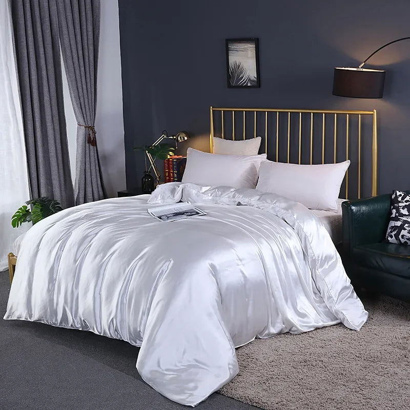Natural Mulberry Silky Blending Duvet Cover Queen Soft Smooth Quilt Cover Luxury Satin Home King Size Blanket Comforter Covers - Slobuy