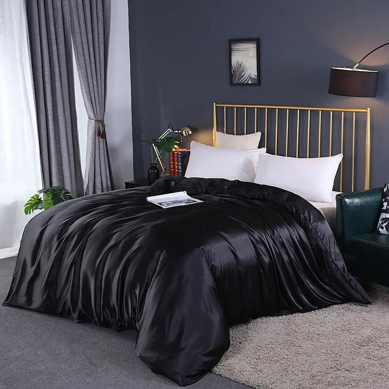 Natural Mulberry Silky Blending Duvet Cover Queen Soft Smooth Quilt Cover Luxury Satin Home King Size Blanket Comforter Covers - Slobuy