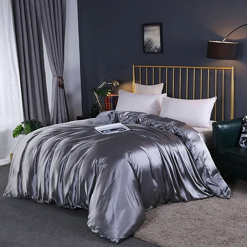 Natural Mulberry Silky Blending Duvet Cover Queen Soft Smooth Quilt Cover Luxury Satin Home King Size Blanket Comforter Covers - Slobuy