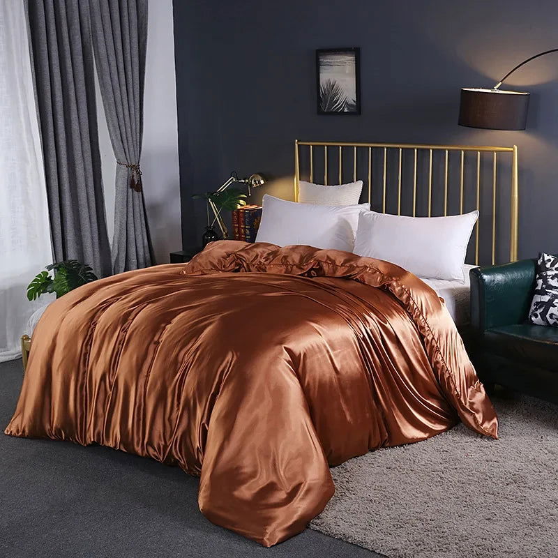 Natural Mulberry Silky Blending Duvet Cover Queen Soft Smooth Quilt Cover Luxury Satin Home King Size Blanket Comforter Covers - Slobuy