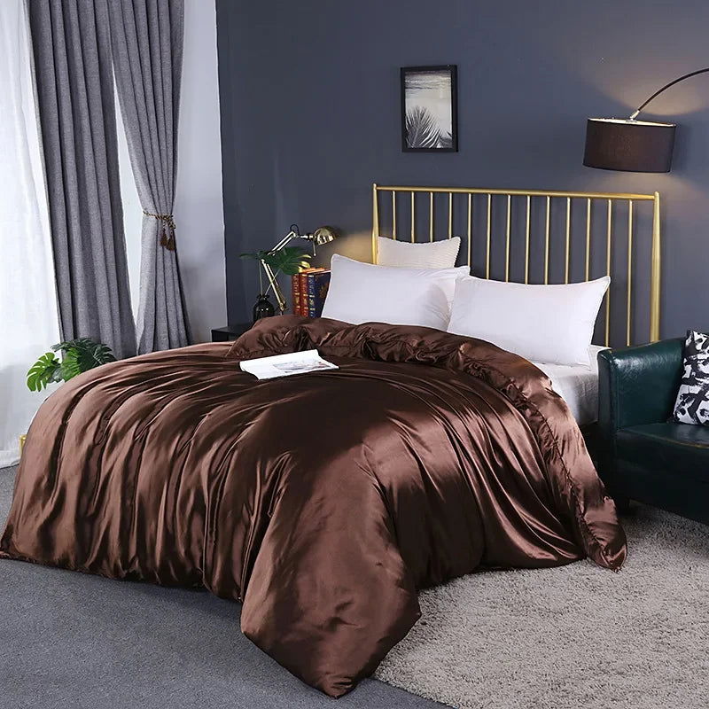 Natural Mulberry Silky Blending Duvet Cover Queen Soft Smooth Quilt Cover Luxury Satin Home King Size Blanket Comforter Covers - Slobuy