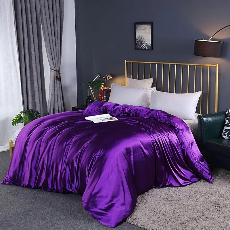 Natural Mulberry Silky Blending Duvet Cover Queen Soft Smooth Quilt Cover Luxury Satin Home King Size Blanket Comforter Covers - Slobuy