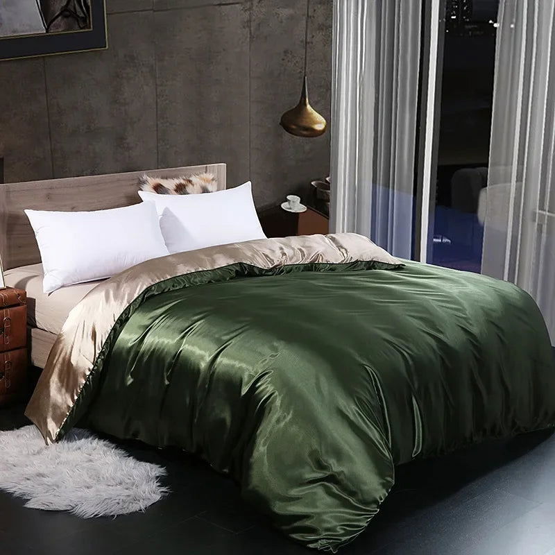 Natural Mulberry Silky Blending Duvet Cover Queen Soft Smooth Quilt Cover Luxury Satin Home King Size Blanket Comforter Covers - Slobuy