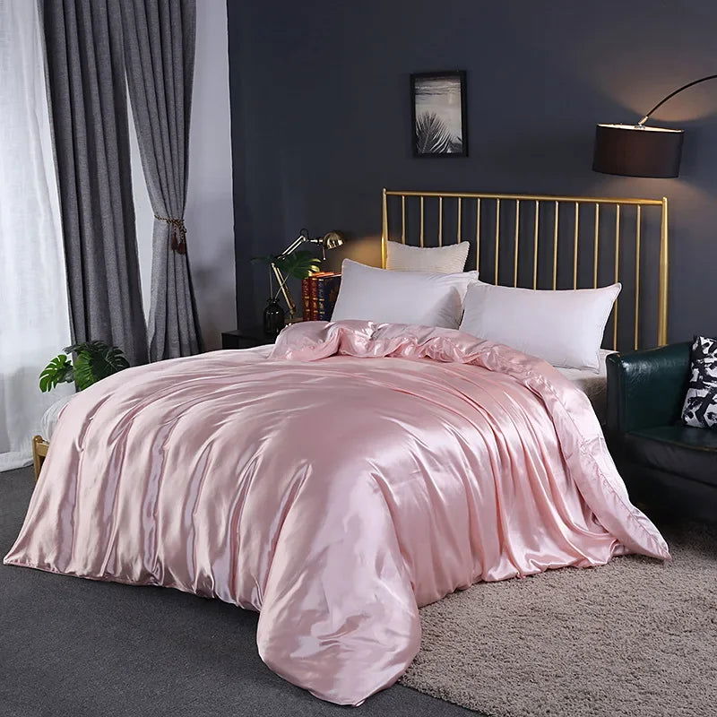 Natural Mulberry Silky Blending Duvet Cover Queen Soft Smooth Quilt Cover Luxury Satin Home King Size Blanket Comforter Covers - Slobuy